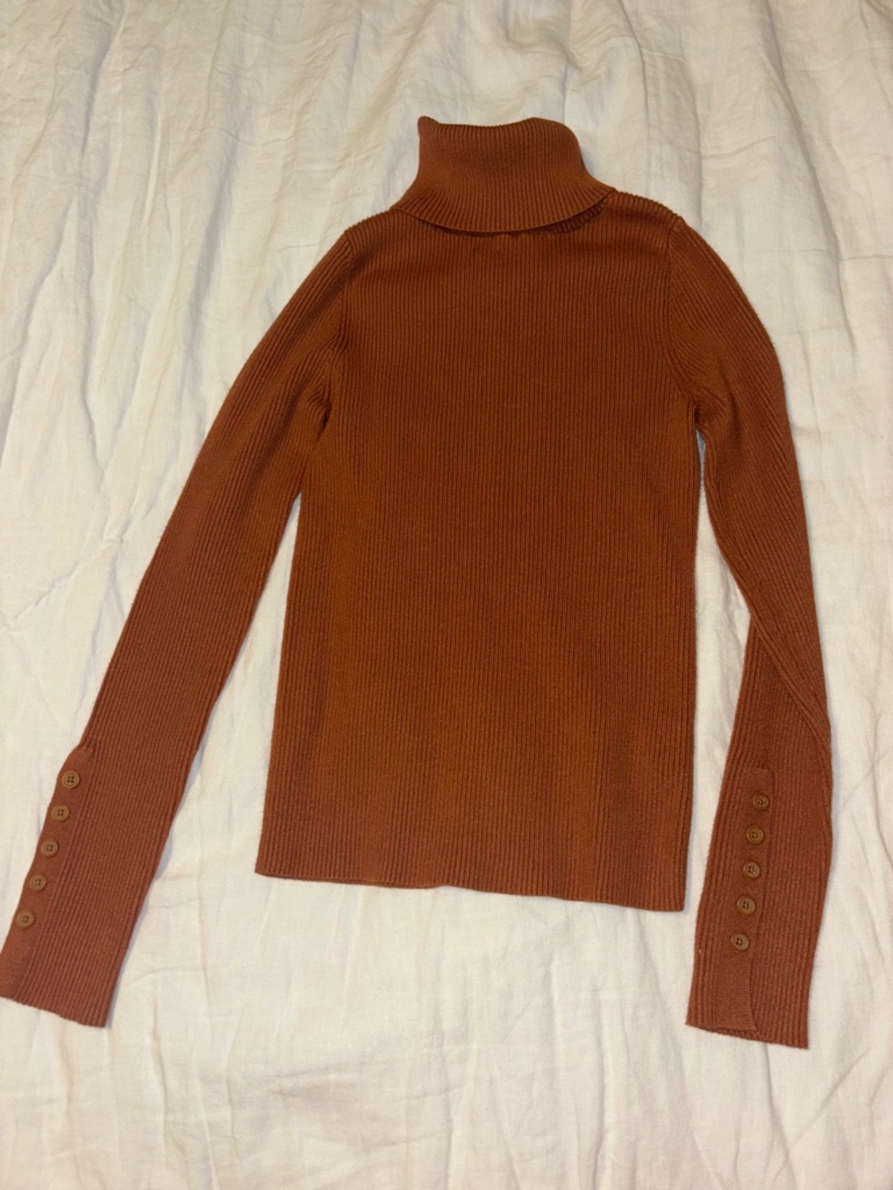 Anthropologie Ribbed Turtleneck Sweater - Rust Brown